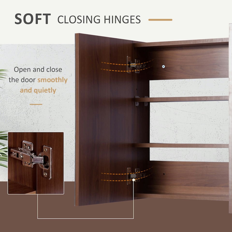 image 1 of kleankin 63Wx60H cm Double Door Wall-Mount Bathroom Mirrored Cabinet Medicine