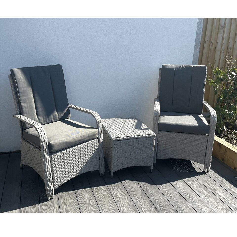 image 1 of Leigh Wicker Rattan Natural Bistro Set with outdoor cushion