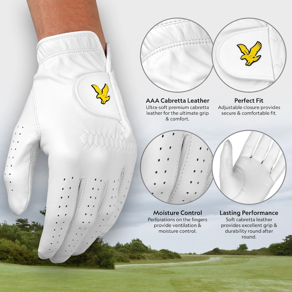 image 1 of Lyle & Scott Cabretta Leather Golf Glove Left Hand Glove for Right Handed Golfer - M