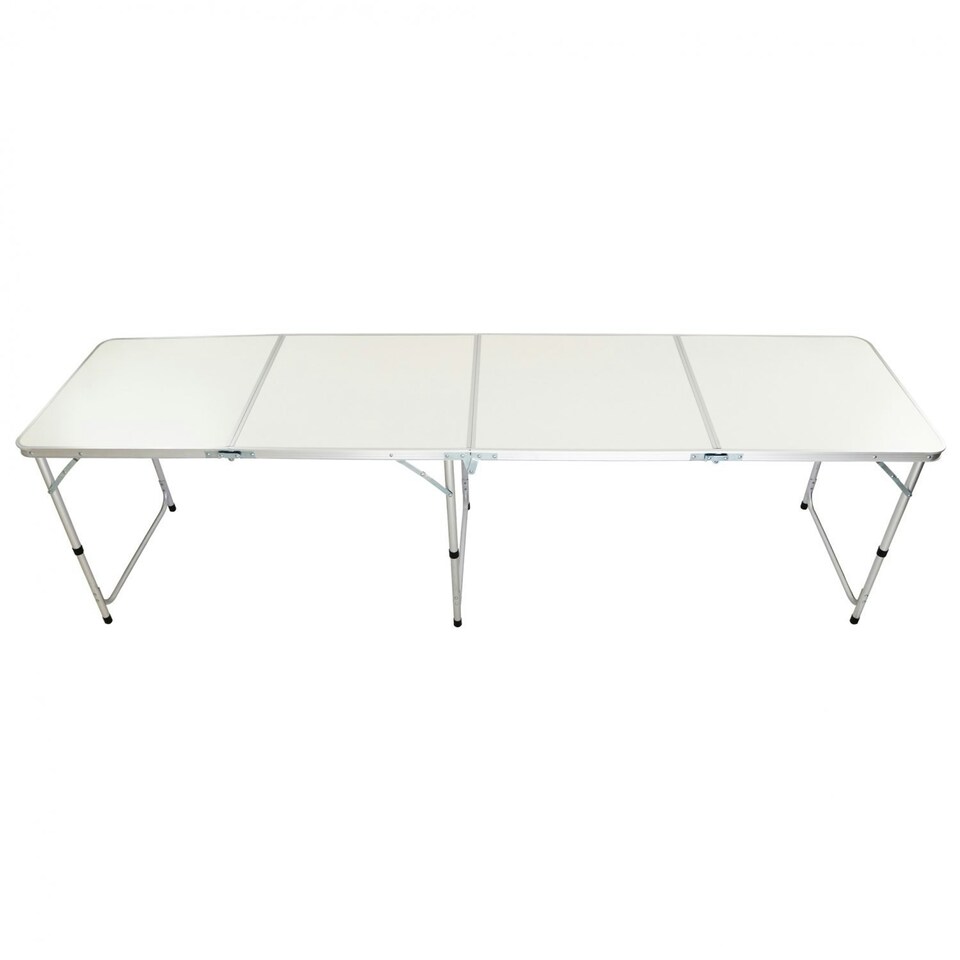 image 1 of Oypla 8ft Folding Outdoor Camping Kitchen Extending Work Top Table White