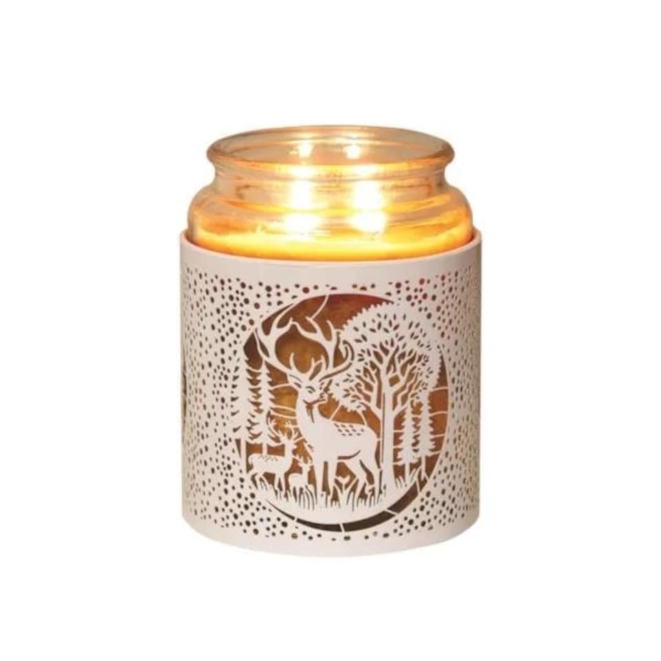 image 1 of Aroma Multi Functional Tealight Wax Melt Burner 10.5cm White Deer Family White