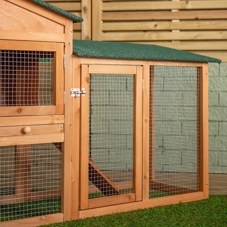 image 1 of 84cm x 2.12m Samuel Alexander Extra Large Wooden Outdoor Hutch for Small Animals with Run