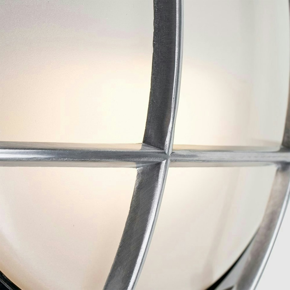 image 1 of ValueLights Stern Nautical Brushed Silver Bulkhead Light and E27 GLS LED 4W Warm White 2700K Bulb