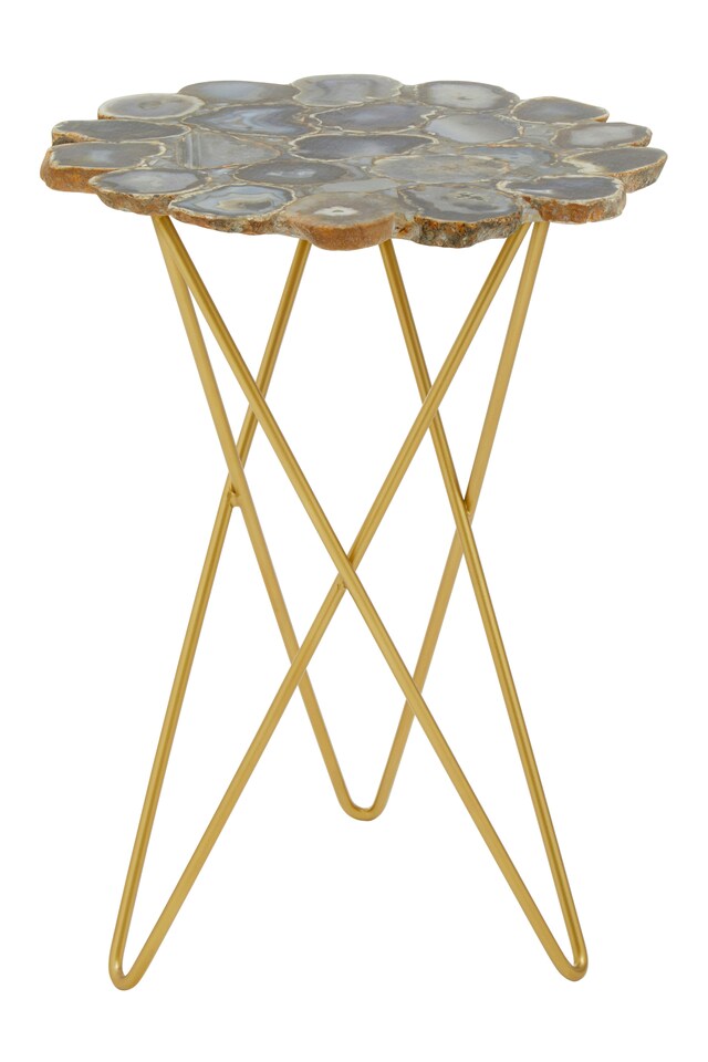 image 1 of Jaipur Side Table with Agate Top | Gold