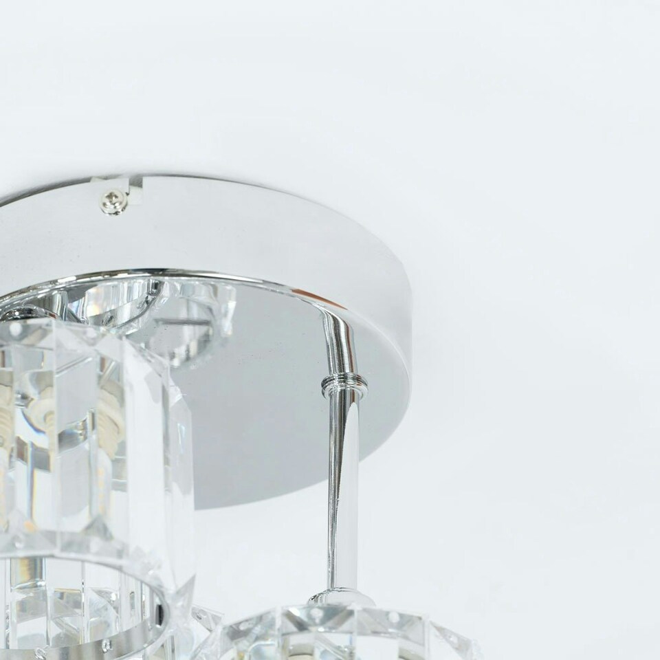 image 1 of ValueLights Beth Chrome 3 Way Clear Glass Drop Ceiling Light