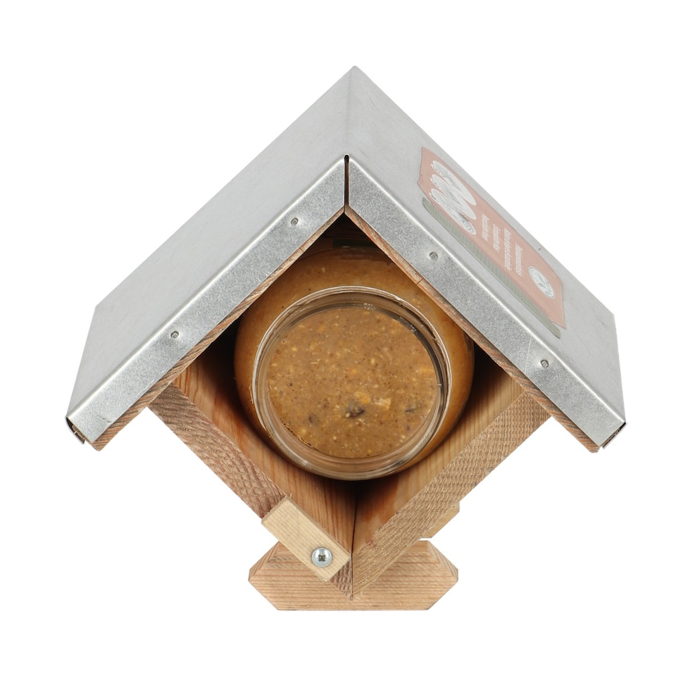 image 1 of Fallen Fruits Standing Wooden Peanut Butter Jar Feeder