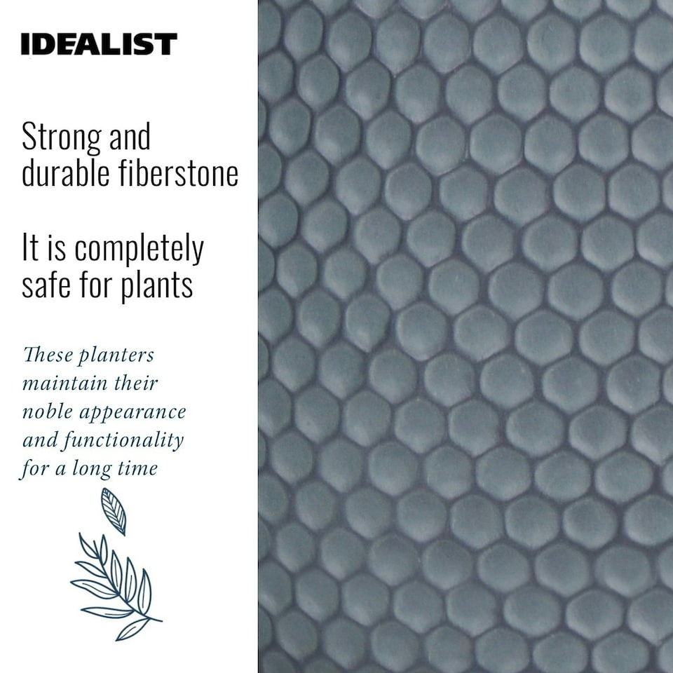 image 1 of Honeycomb Style Green Grey Cylinder Round Outdoor Garden Planter D37.5 H37 cm, 40.9 ltrs Cap.