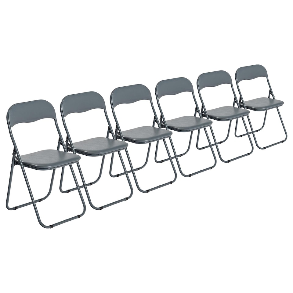 image 1 of Harbour Housewares Padded Folding Chairs - Grey - Pack of 6 | Grey | Grey