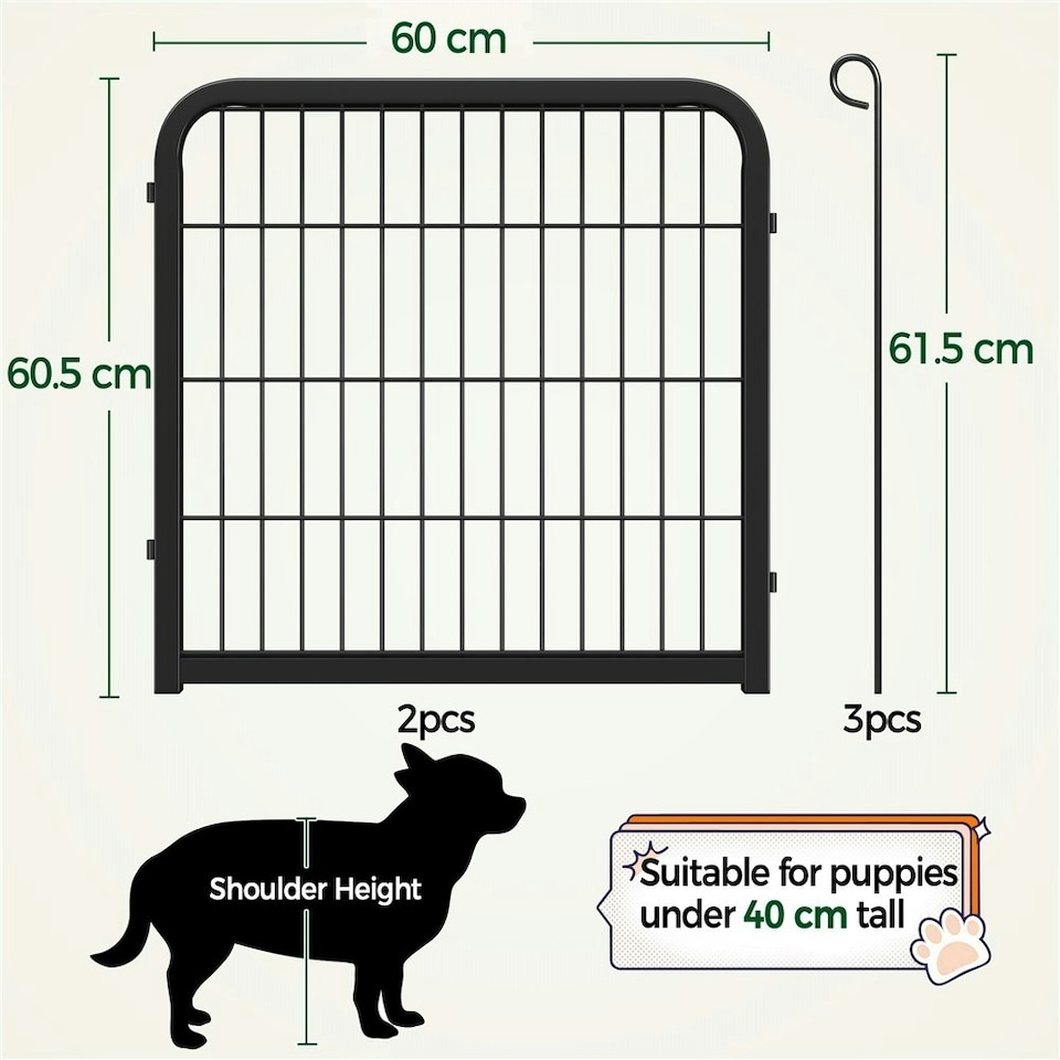 image 1 of Yaheetech 2 Metal Dog Playpen Panels, 60 × 60.5 cm Black