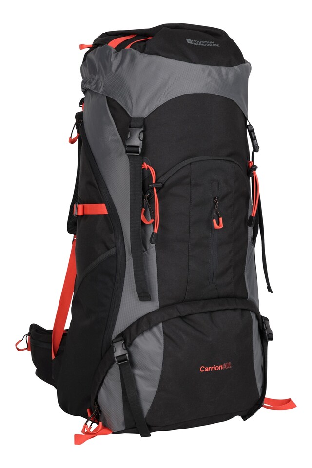 image 1 of Mountain Warehouse Carrion 80L Rucksack Padded Airmesh Hiking Camping Travel Backpack