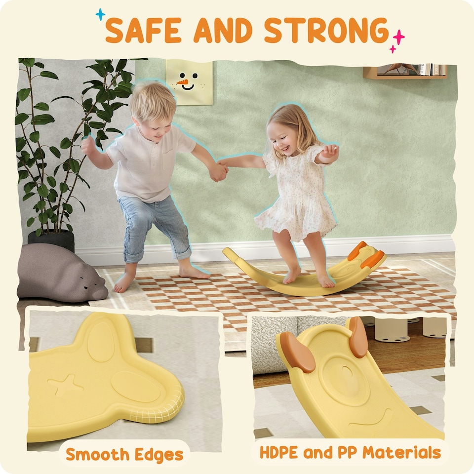 image 1 of AIYAPLAY Balance Board for Kids Balance Training & Sensory Play, Yellow