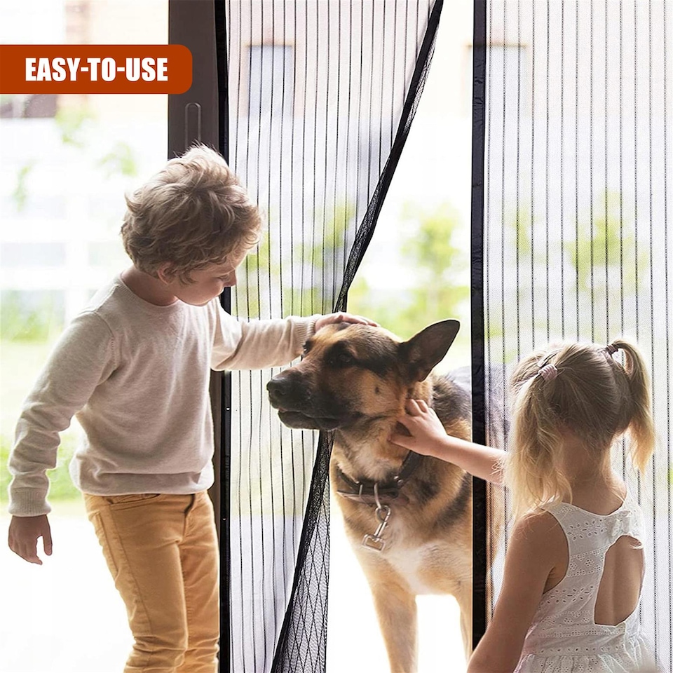 image 1 of GEEZY Set of 2 Magnetic Fly Door Screen 90x210cm Black
