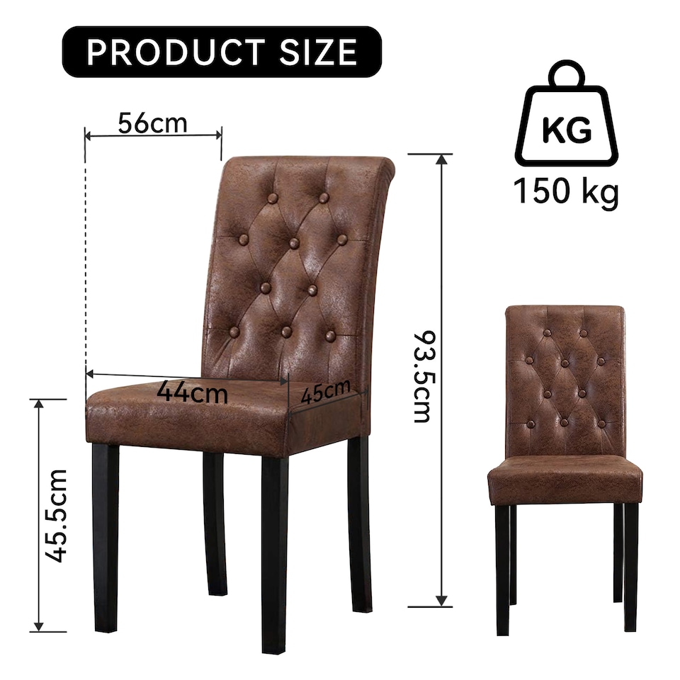 image 1 of MCC Direct Set of 2 Fabric Linen Button Back Kitchen Dining Chairs