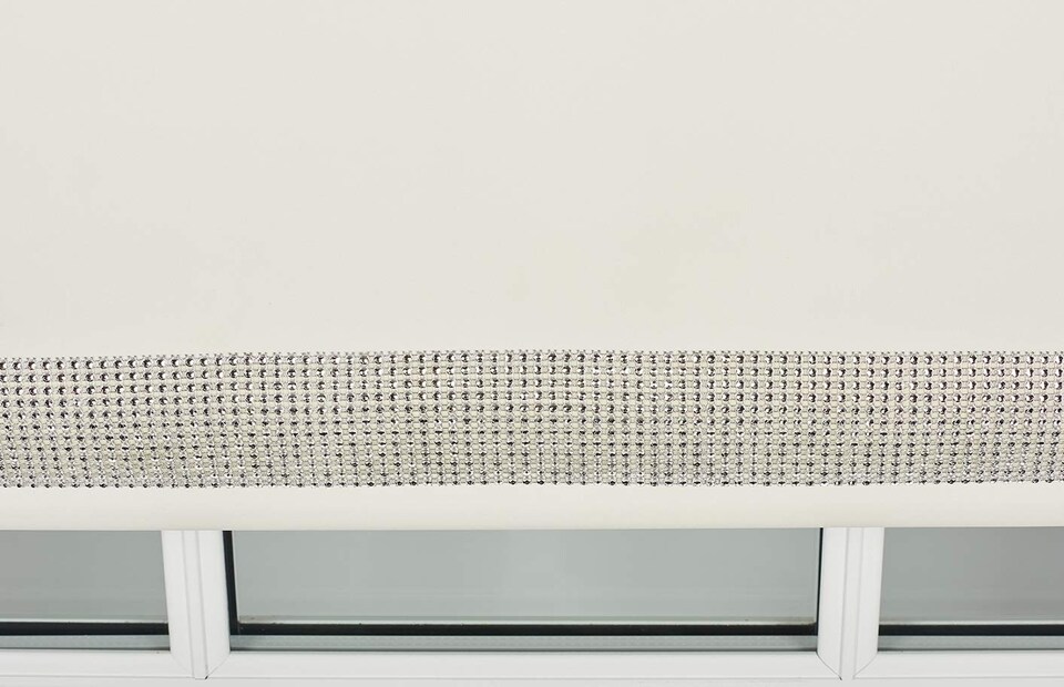 image 1 of FURNISHED Thermal Blackout Roller Blinds with Diamante Edge Made to Measure Window Shade | Cream | Cream | (W) 240cm x (L) 210cm