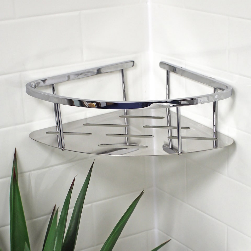 image 1 of Showerdrape Contempo Wall Mounted Stainless Steel Chrome Large Basket | Silver | 1