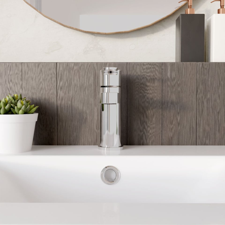 image 1 of Pride Round Mini Mono Basin Mixer Bathroom Sink Tap & Waste, Chrome