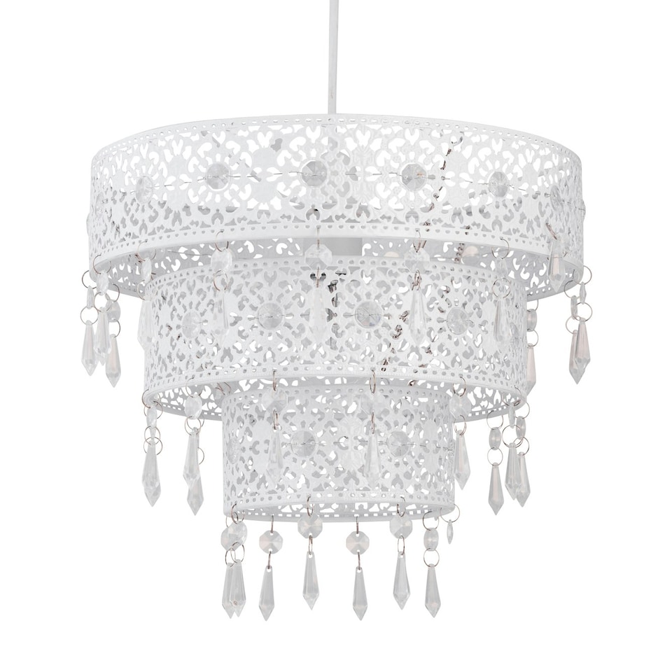 image 1 of First Choice Lighting White Moroccan Styled Tiered Light Shade White | Clear