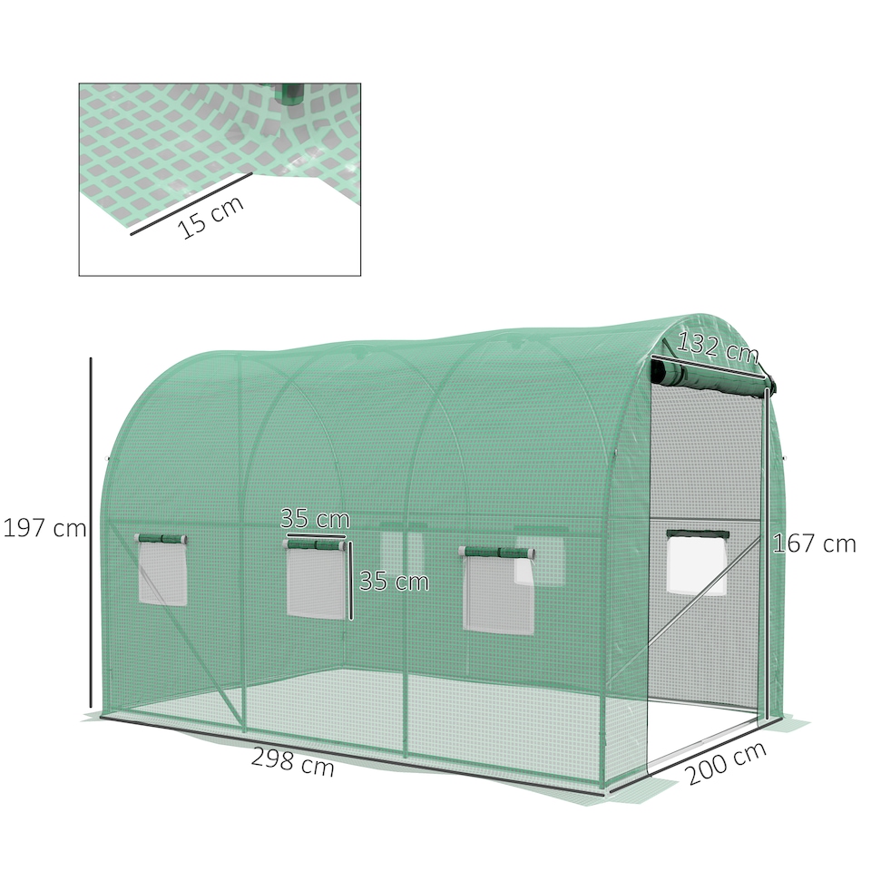 image 1 of Outsunny Polytunnel Green House with Sprinkler System, Wide Door, 4 x 3(m)