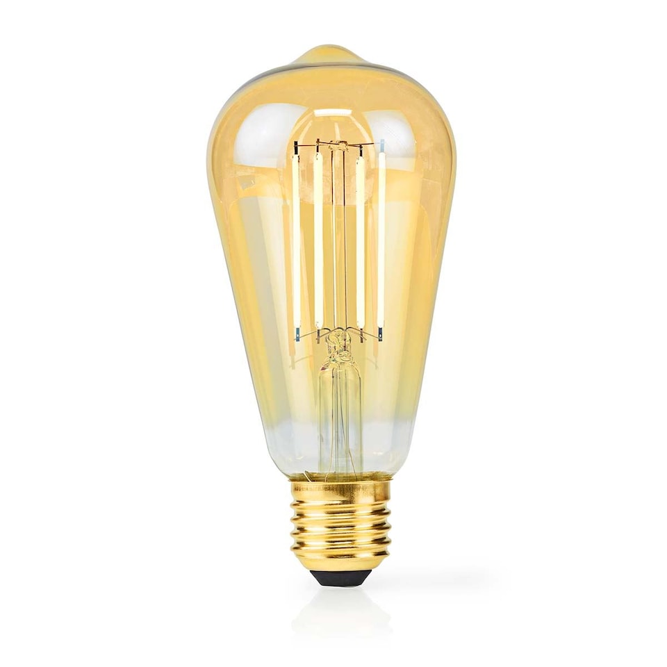 image 1 of Nedis Retro Vintage LED 4.9W Edison Style Straight Filament ST64 Light Bulb E27, 470 lm, Dimmable, Extra Warm White
