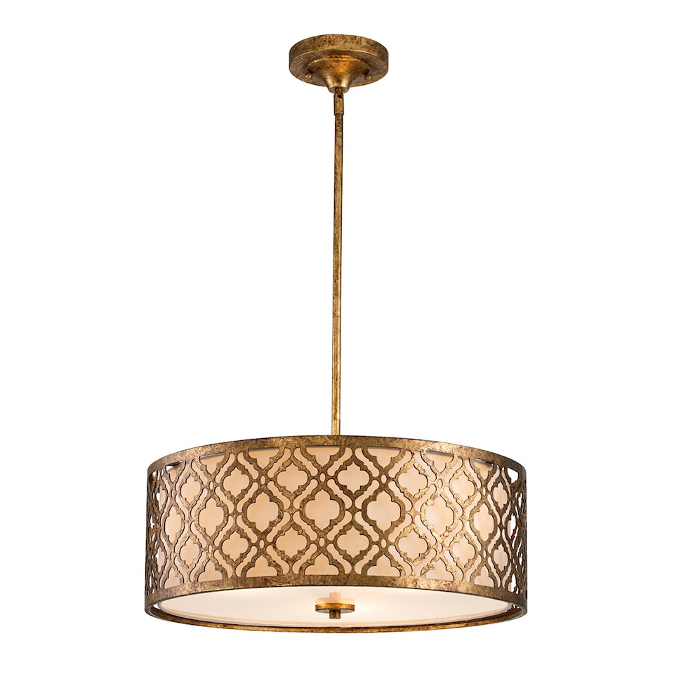 image 1 of Arabella 3 Light Large Round Ceiling Duo-Mount Pendant Gold, E27