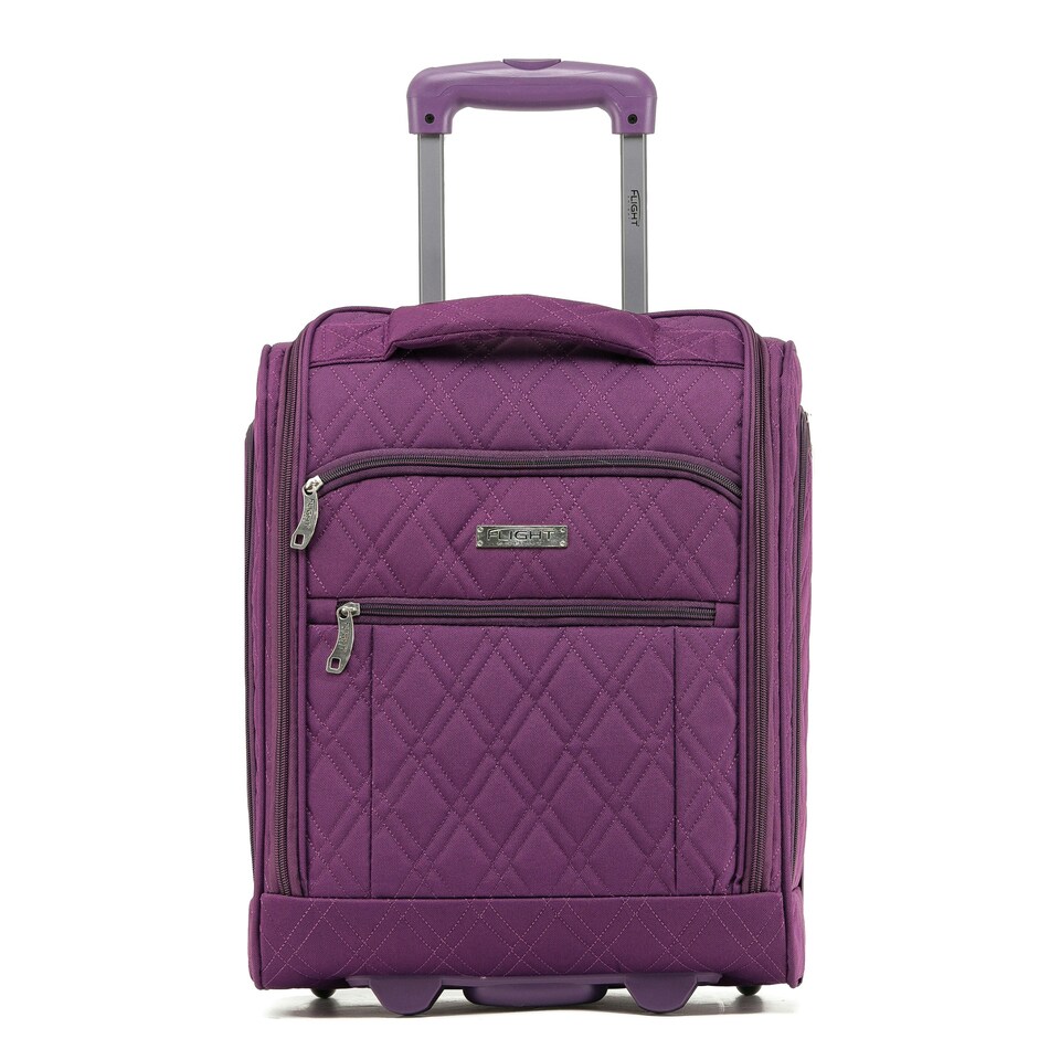 image 1 of Flight Knight 45x36x20cm easyJet Underseat Carry On Non Priority Approved Hand Luggage Case - 2 Wheels - Ultra Lightweight Durable Soft Textile Cabin Suitcase Purple | Purple Mono | Cabin Bag