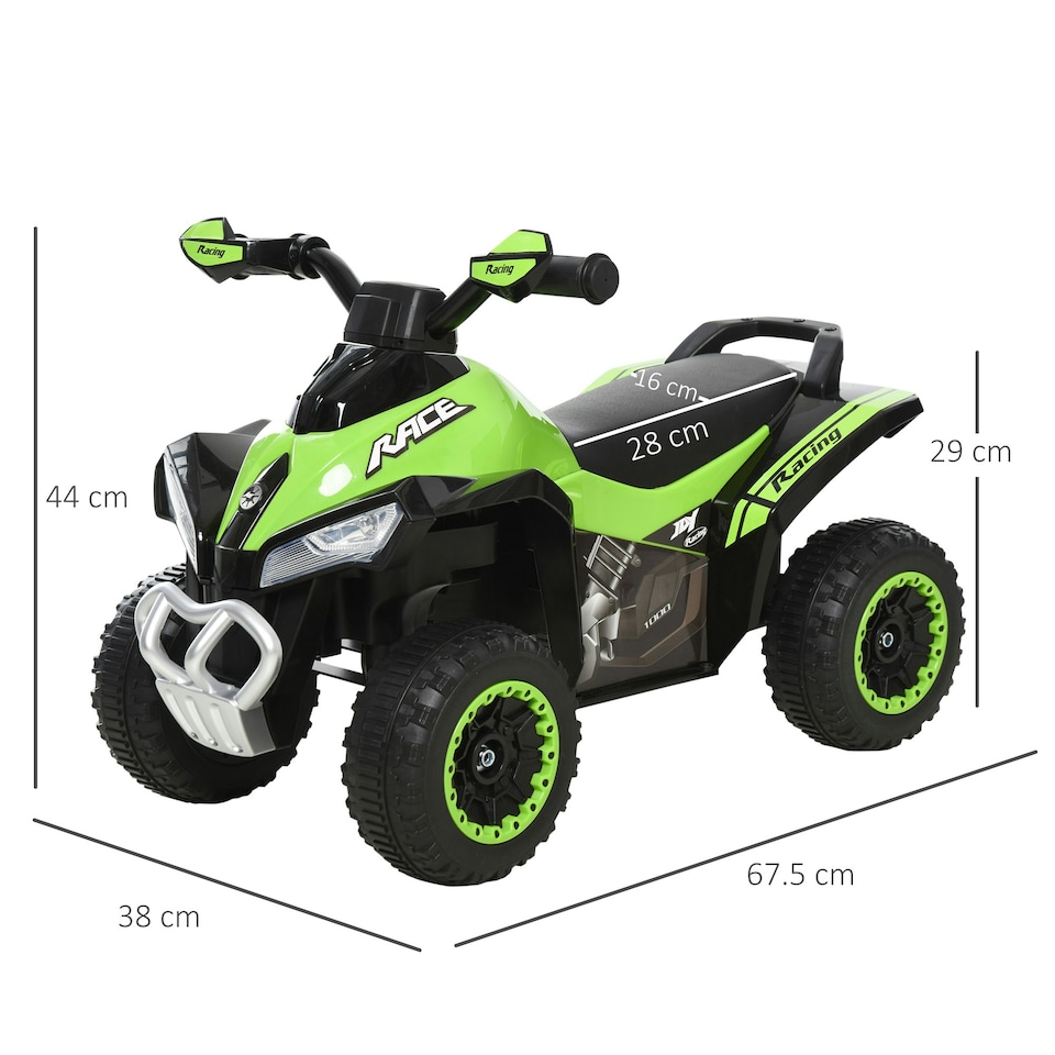 image 1 of HOMCOM No Power Quad Toddler Ride on Car Foot-to-Floor Sliding Green