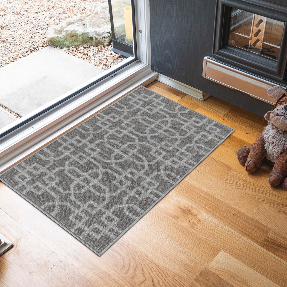 image 1 of Machine Washable Cubed Trellis Design Anti Slip Doormats -