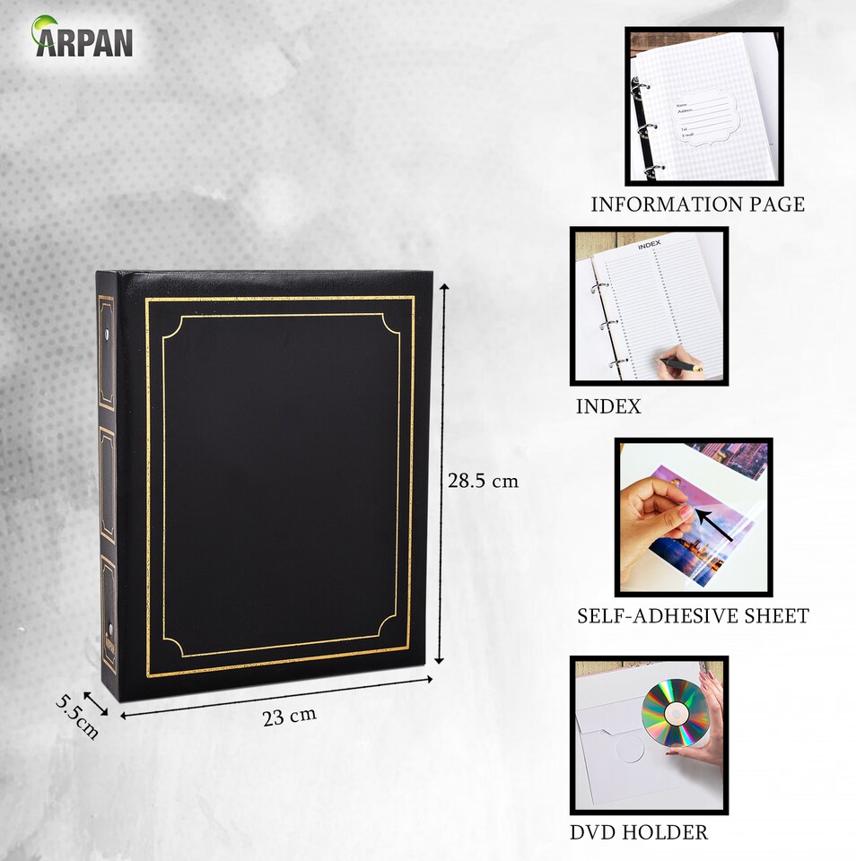 image 1 of Large Self Adhesive Ring Binder Photo Album – 40 Sheets / 80 Sides – Traditional Sticky Page Memory Scrapbook Album