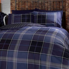 Argyle Design Tartan Polycotton Duvet Set With Pillowcase | Blue | 1