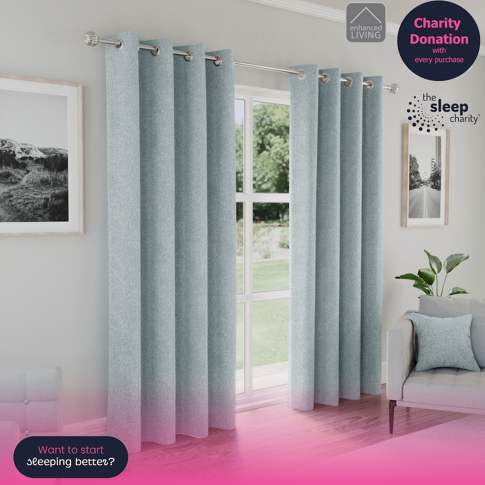 image 1 of Enhanced Living Austin Blackout, Thermal Blue Curtains with Eyelet Header (PAIR) - 66x72 inch (168x183cm)