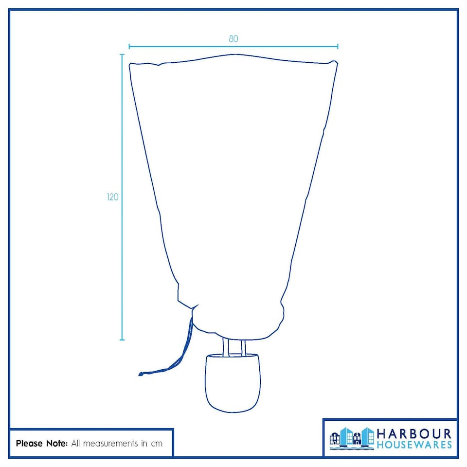 image 1 of Harbour Housewares Plant Fleece Frost Protection Covers with Drawstring - 0.8M x 1.2M - Pack of 2 | White | White