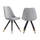image 1 of Set of 2 Sofia Ergonomic Modern Dining Chairs Upholstered in Velvet, Metal Legs with Gold End Tips | Grey | Dark Grey