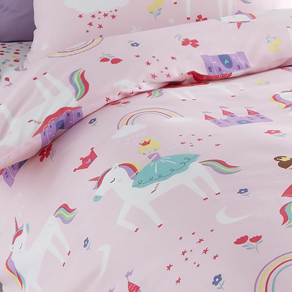 image 1 of Happy Linen Company Castle Unicorn Duvet Cover Bedding Set