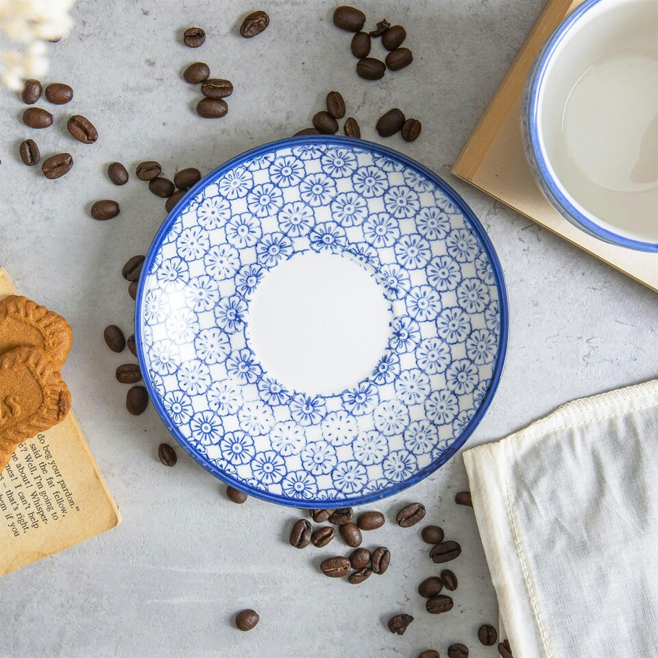 image 1 of Nicola Spring 15 Piece Hand-Printed Tea Set - Navy