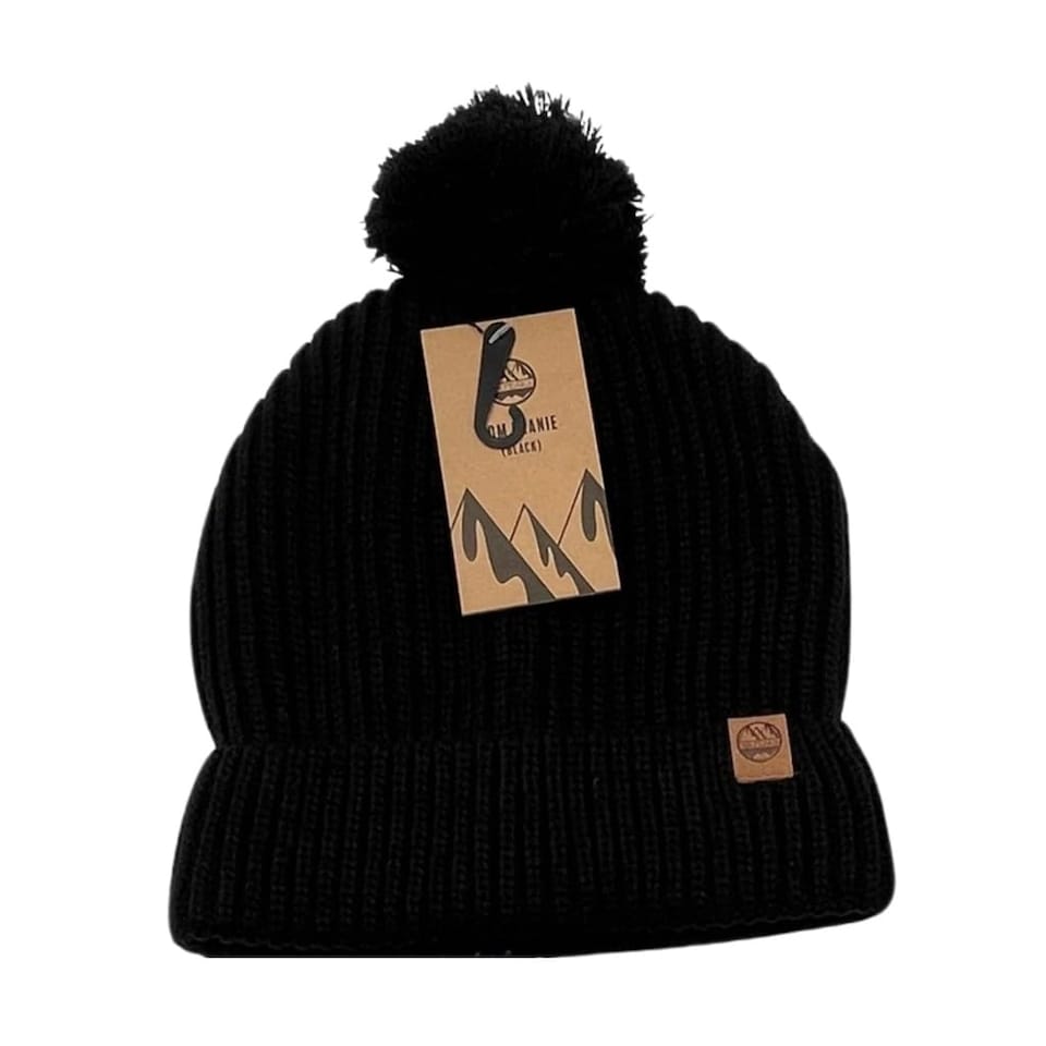 image 1 of Six Peaks Unisex Pom Beanie, Soft Acrylic Winter Hat With Pom For Men And Women, Warm, Stretchable Design For Outdoor Activities, Black, One Size