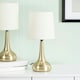image 2 of ValueLights Teardrop Pair Gold Touch Table Lamp Cream Shade & Bulb Cream