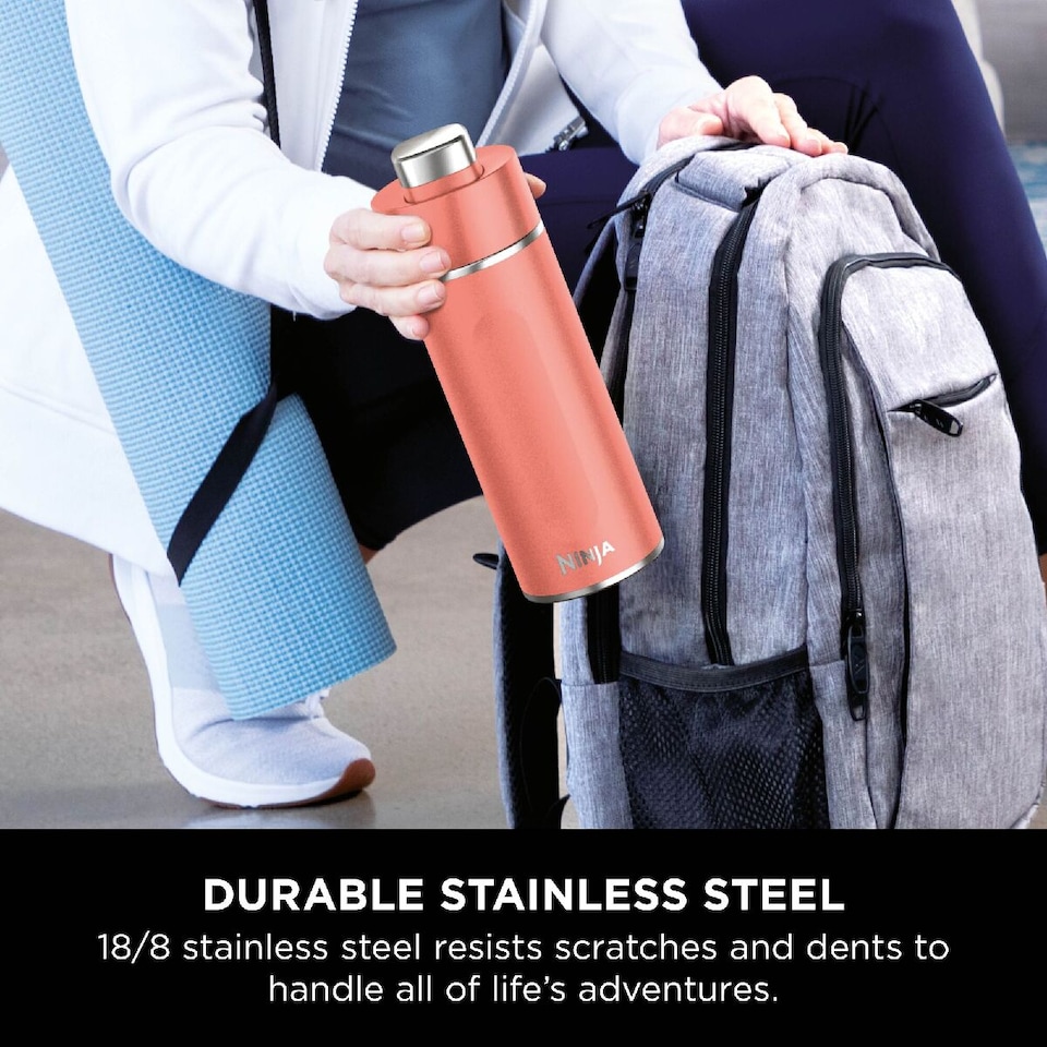 image 1 of Ninja Thirsti 530ml Travel Bottle Coral DW1801EUUKPE