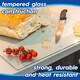 image 2 of Harbour Housewares Rectangle Glass Chopping Board - 50cm x 40cm - Hague Blue - Cutting Board Worktop Saver Worksurface Protector Glass Chopping Board Blue