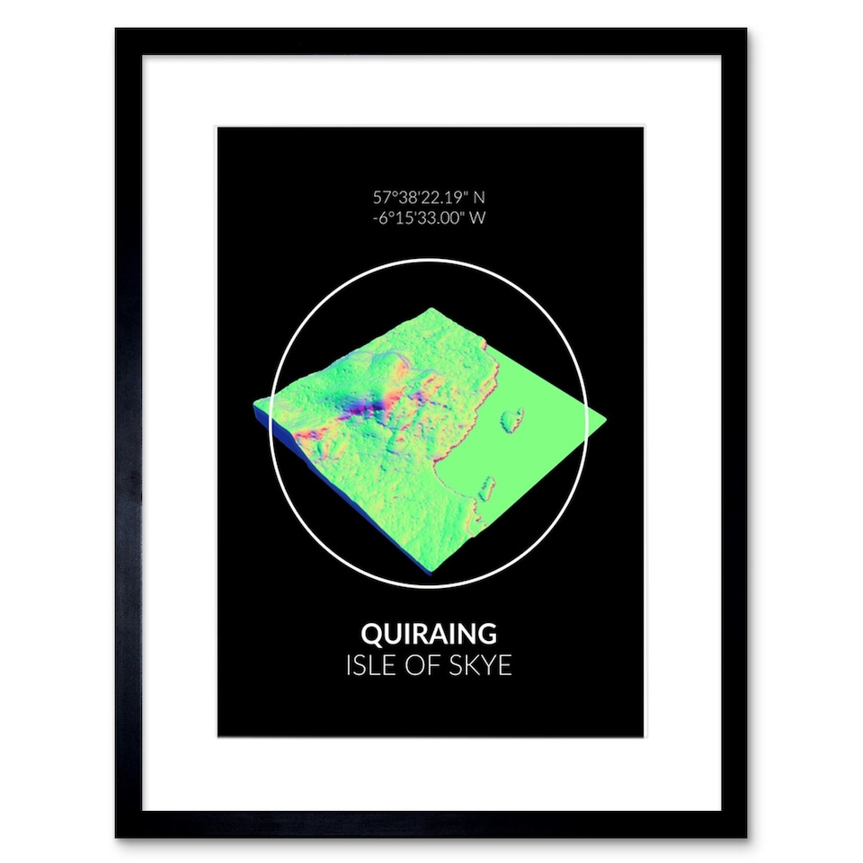 image 1 of Quiraing Mountain Topography Isle of Skye Scotland 9x7" Black Framed Wall Art Print