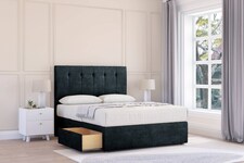 Sloomy Highbury Black Naples Divan Bed With Mattress 2 Drawers Same Side With 26" Strutted Headboard 5' King | Black | Black | King | 1