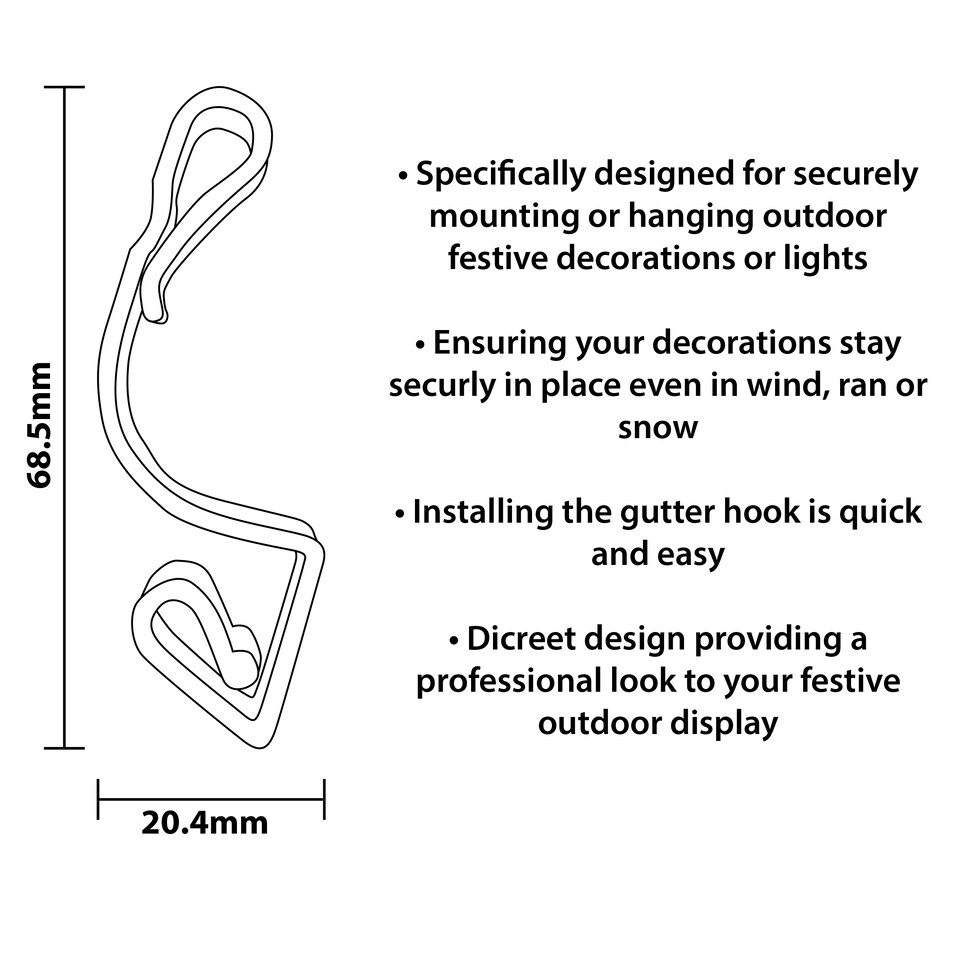 image 1 of Xmas Haus Large Gutter Hooks Pack of 16 Black