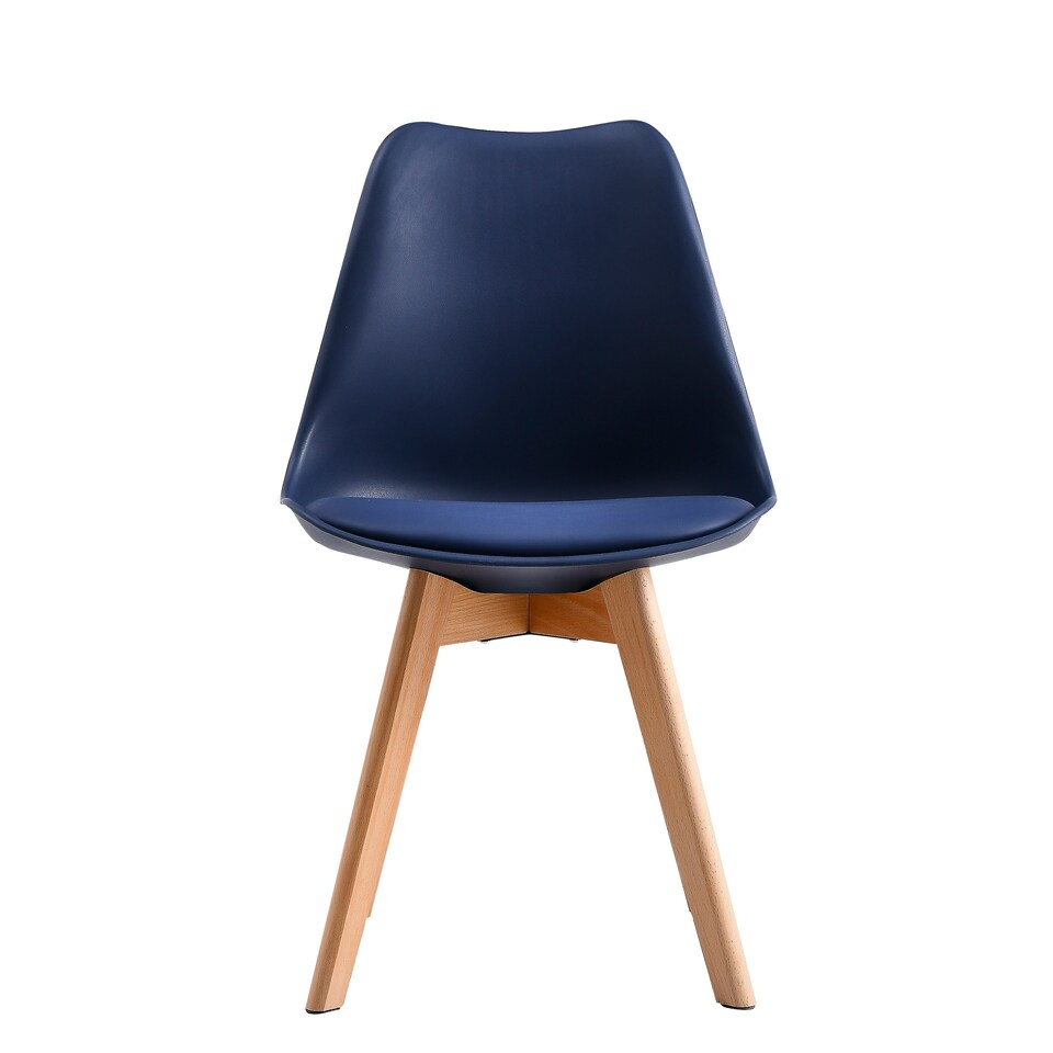 image 1 of Single Dining Chair with Solid Wooden Legs and Seat Cushion Pad Blue - Eva by MCC