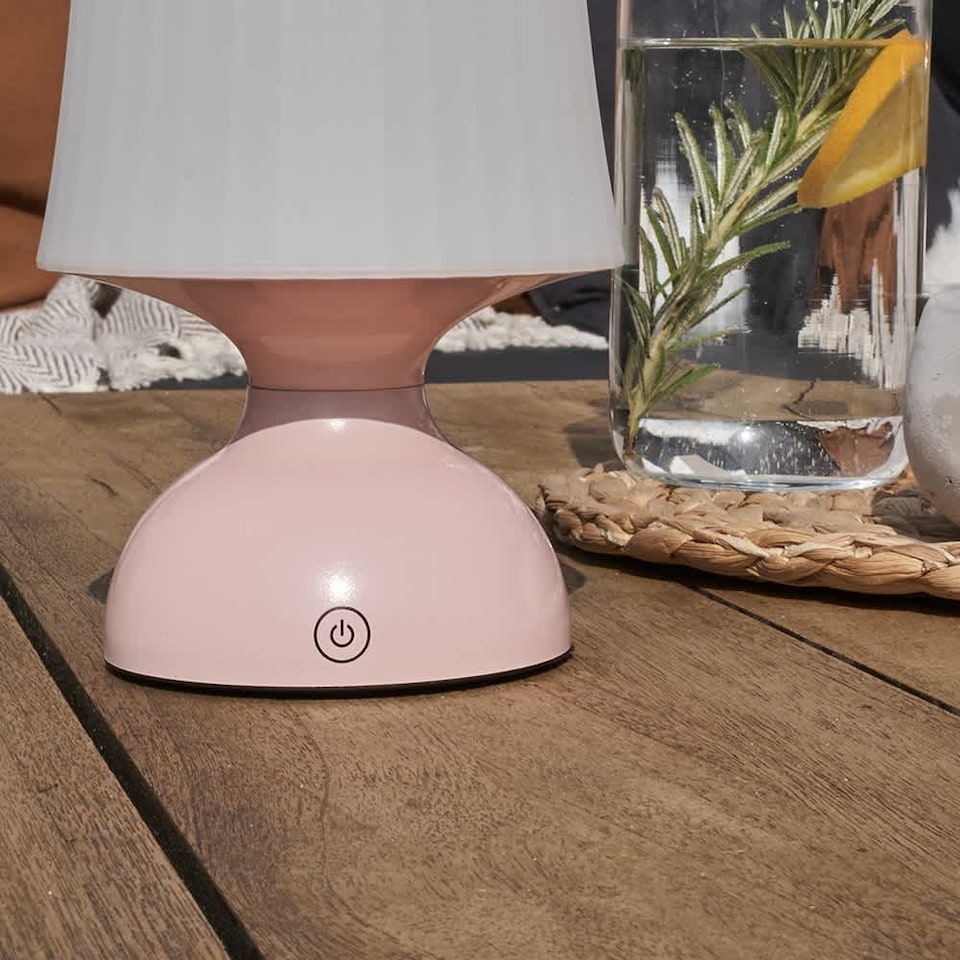 image 1 of ValueLights Colmar Pair of Outdoor Table Lamp | Pink