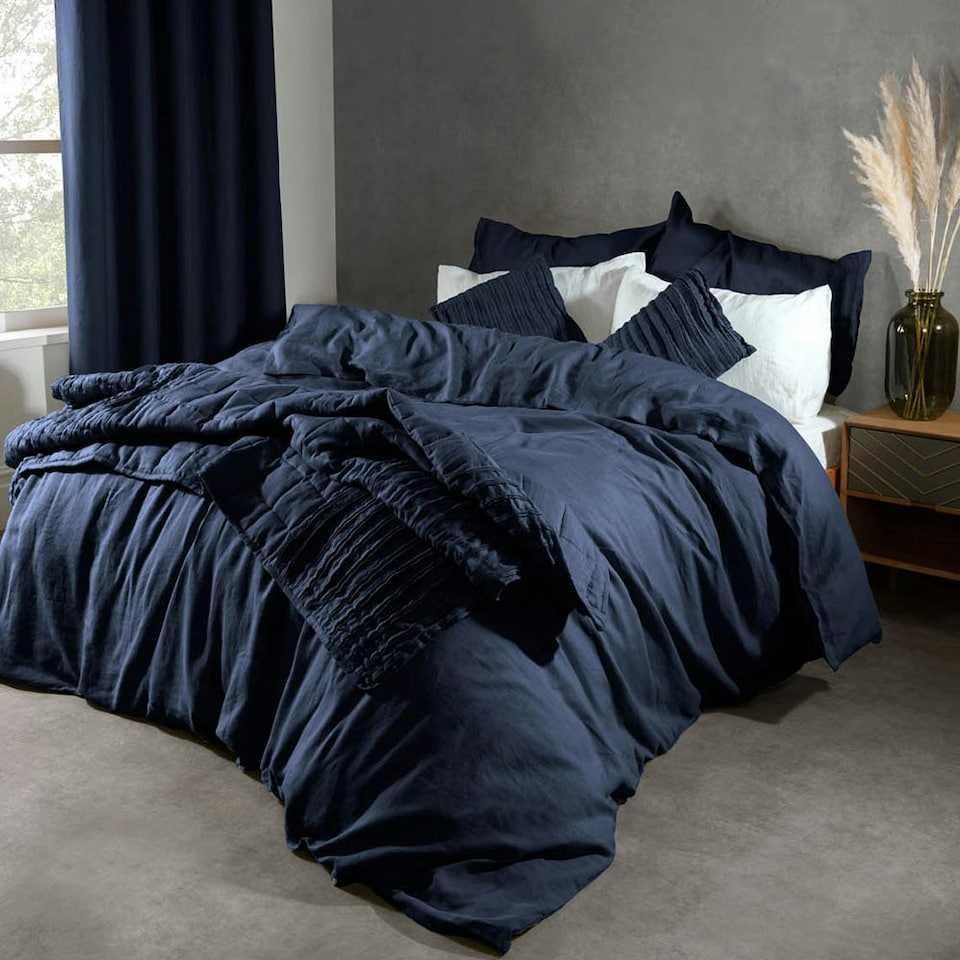 image 1 of Martex Linen Duvet Cover Navy Blue - King