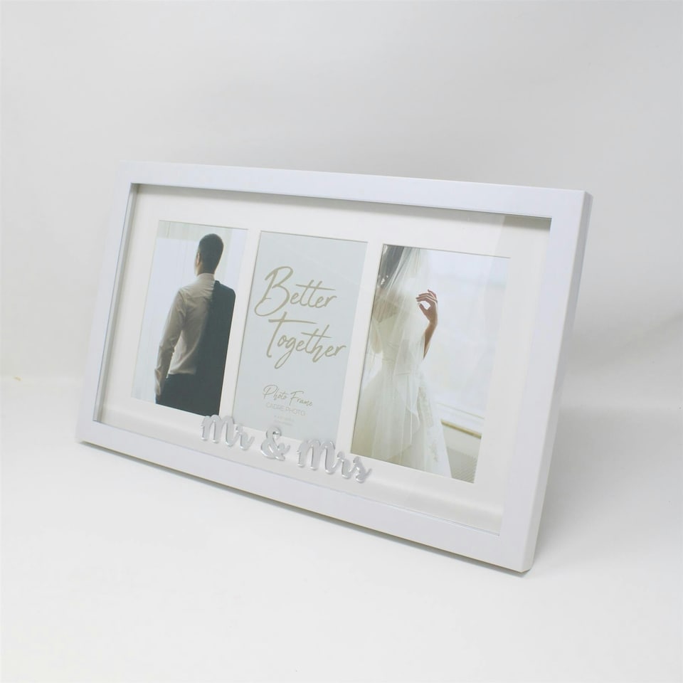 Mr & Mrs  Picture Frame 3 Apperture 4x6" WE0067  DE | Multi | One Size