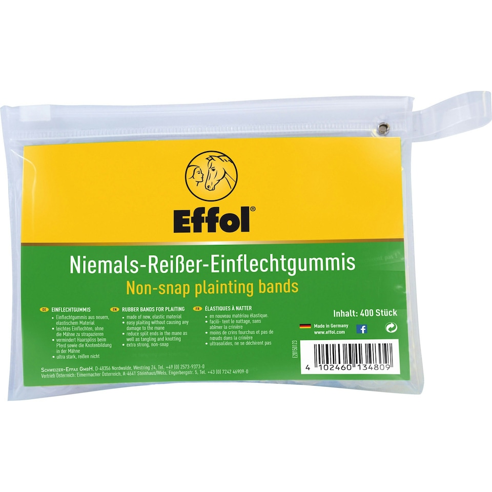 Effol Non-Snap Plaiting Bands (400 Pack) - Black - 400 Pack