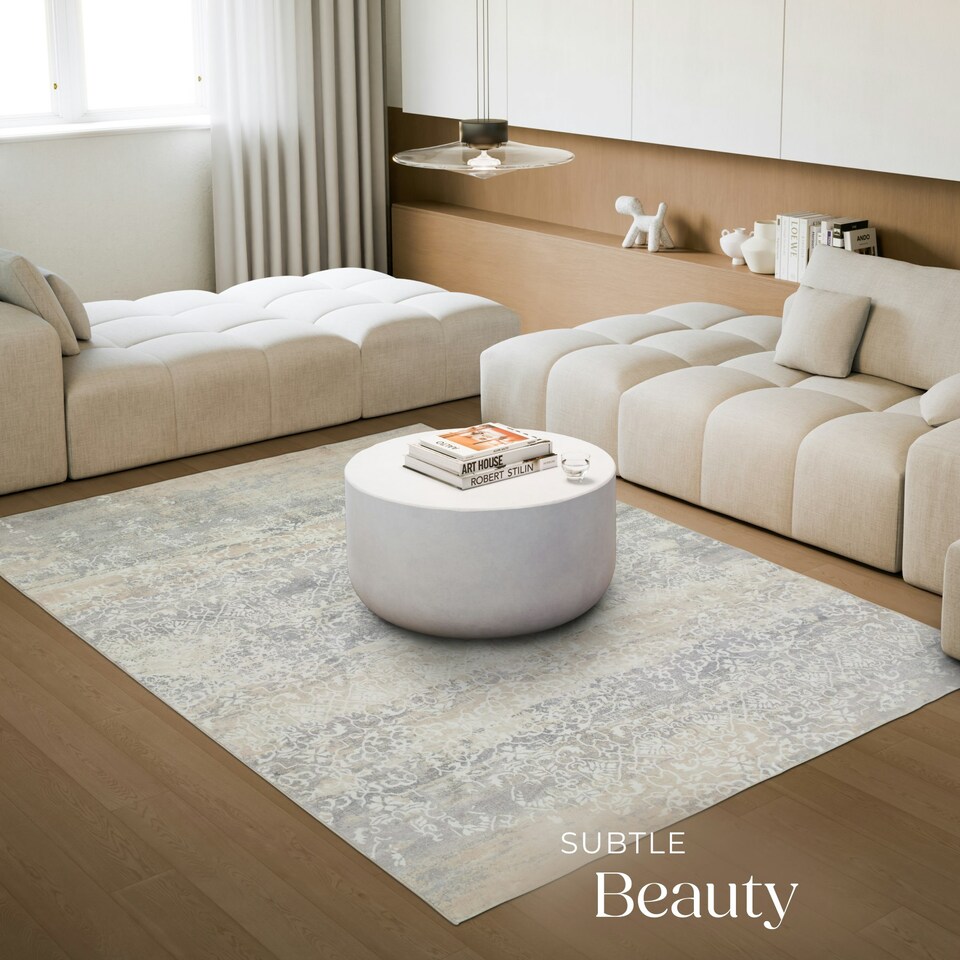image 1 of Washable Rug Dalia - various sizes, faded pattern, easy-care short pile, non-slip Cream | 274 x 200 cm