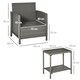 image 5 of Outsunny 3 Pieces Rattan Bistro Set, Wicker Garden Furniture Set, Glass Top 2 tier Coffee Table and Chairs Set with Pillows and Washable Cushions for Outdoor, Patio, Balcony, Light Grey