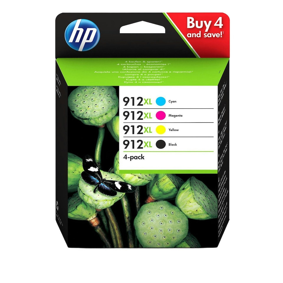 image 1 of HP 912XL Black Cyan Magenta Yellow Ink Cartridge Multi | Set of 4 Compatible HP 912XL Ink Cartridges