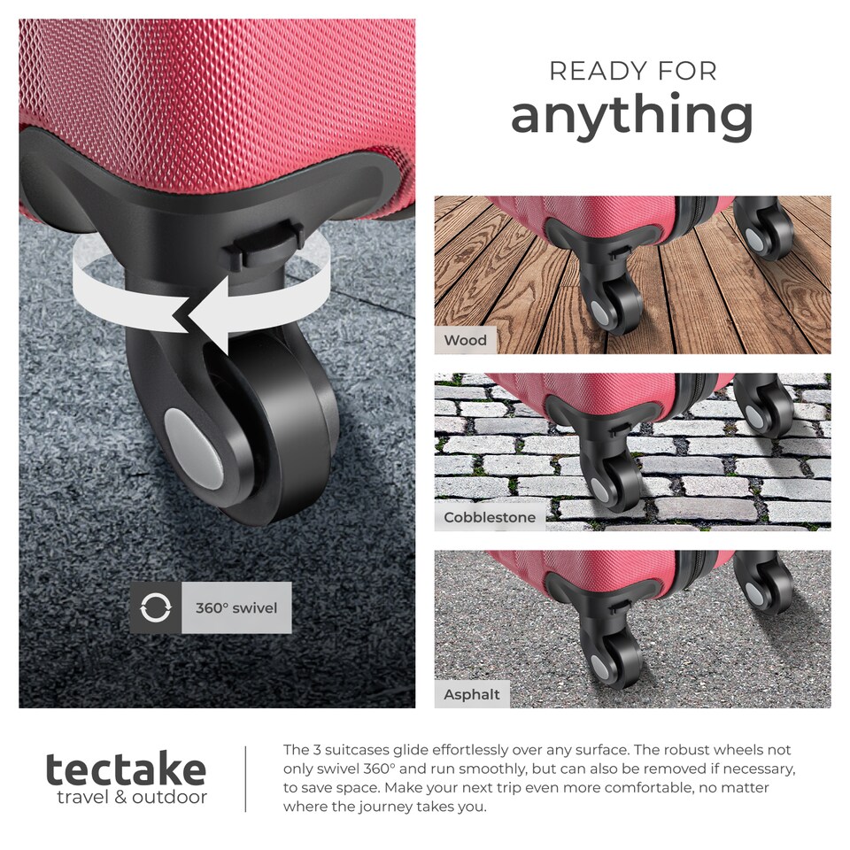 image 1 of Suitcase Set Pucci - 3 suitcases, beauty case, robust, hard-shell ABS plastic | Red | burgundy | 1